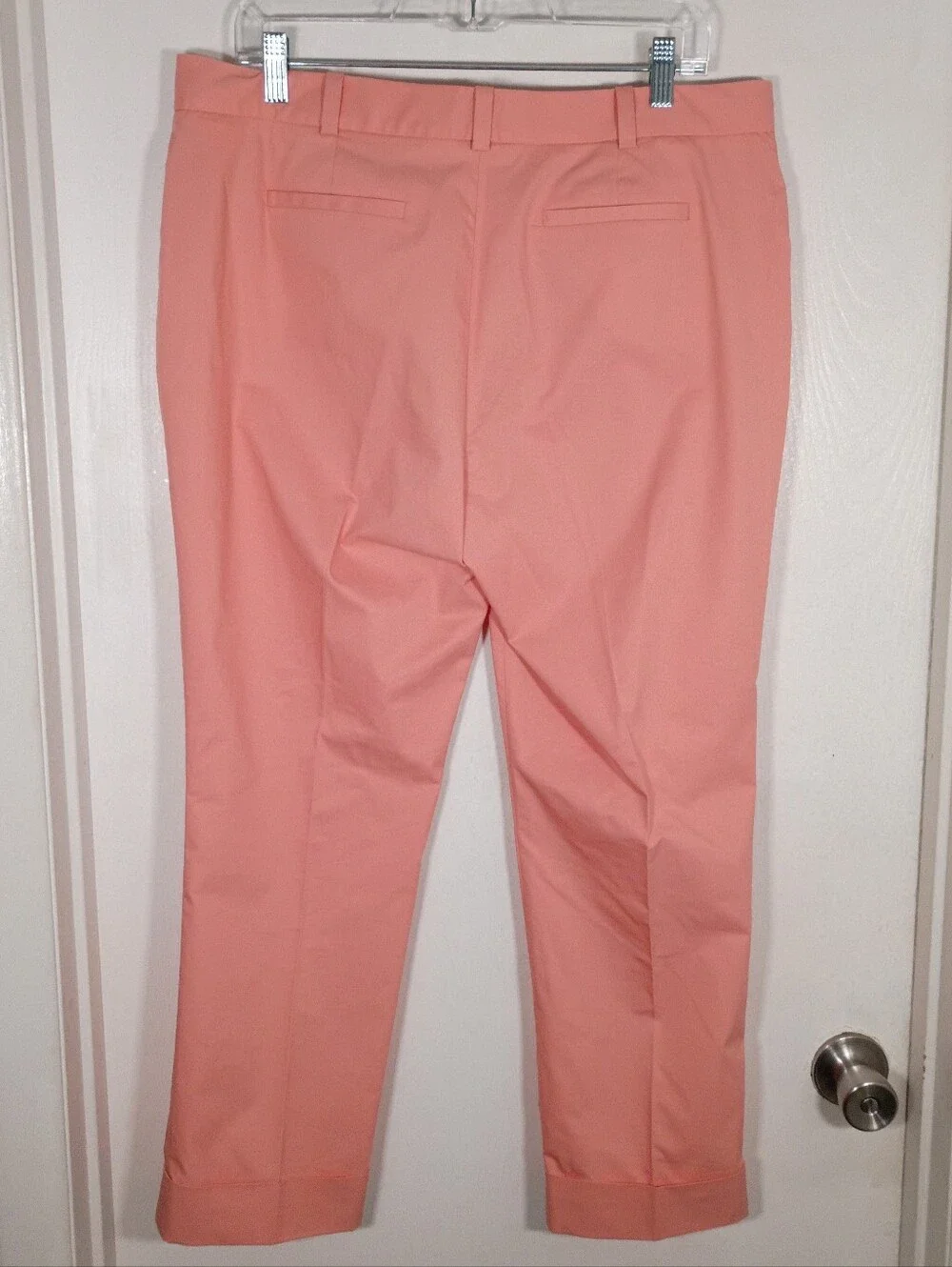 Brooks Brothers Natalie Fit Women's 12 Cuffed Crop Ankle Pants Coral/Peach